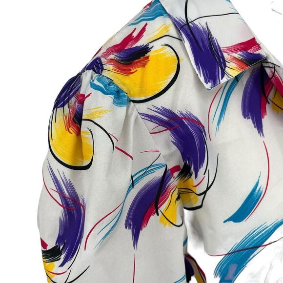 Vintage 90’s Rhoda Lee Blouse Button Down Paintbrush Pink Purple 16 - Picture 7 of 9